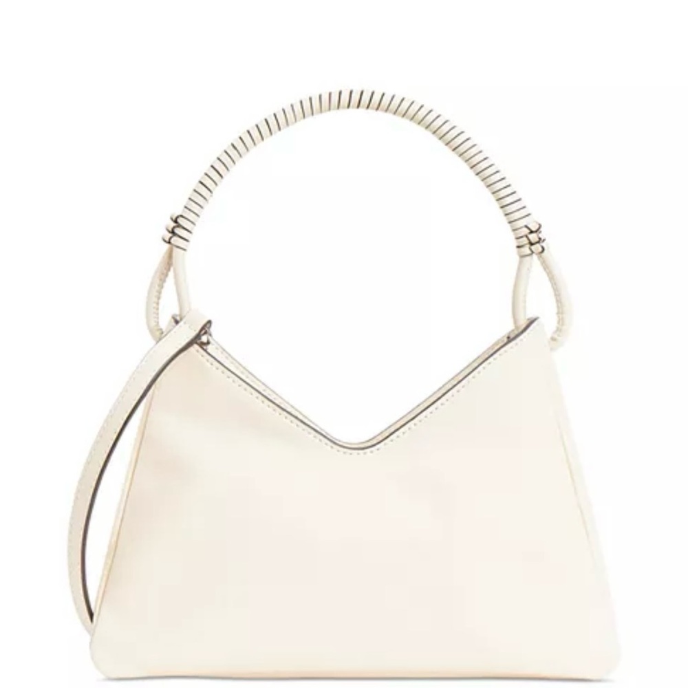Staud Valerie Leather Shoulder Bag Color- Cream